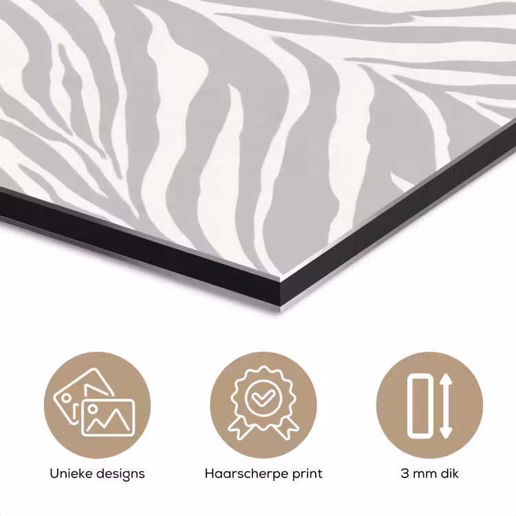 Aluminium schilderij - Zebra - Motief - Grijs — 7