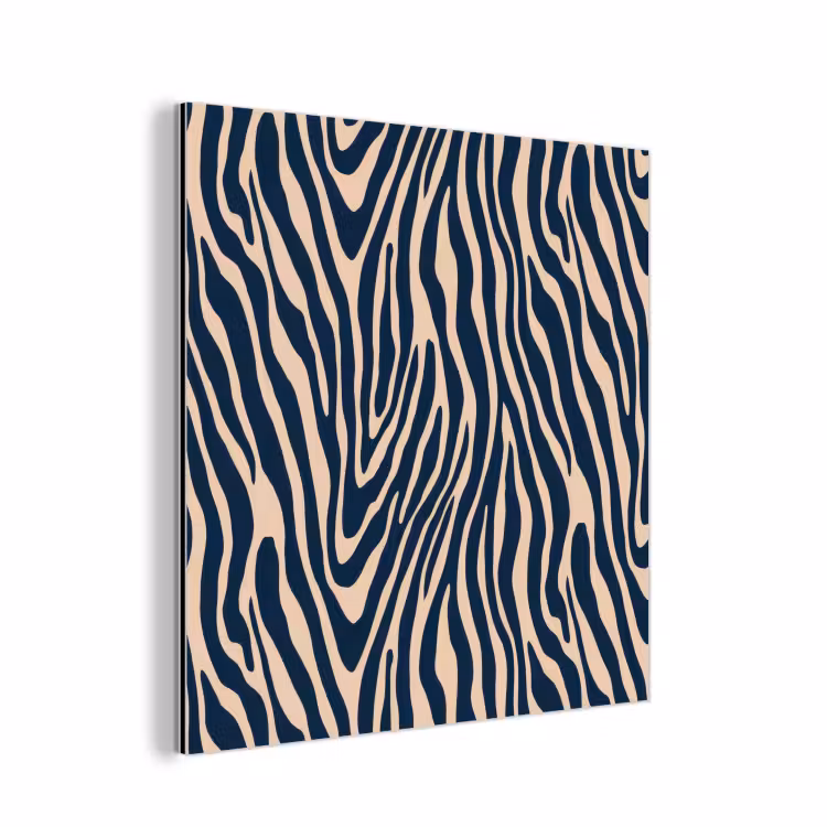 Aluminium schilderij - Zebra - Patroon - Blauw - Beige — 1