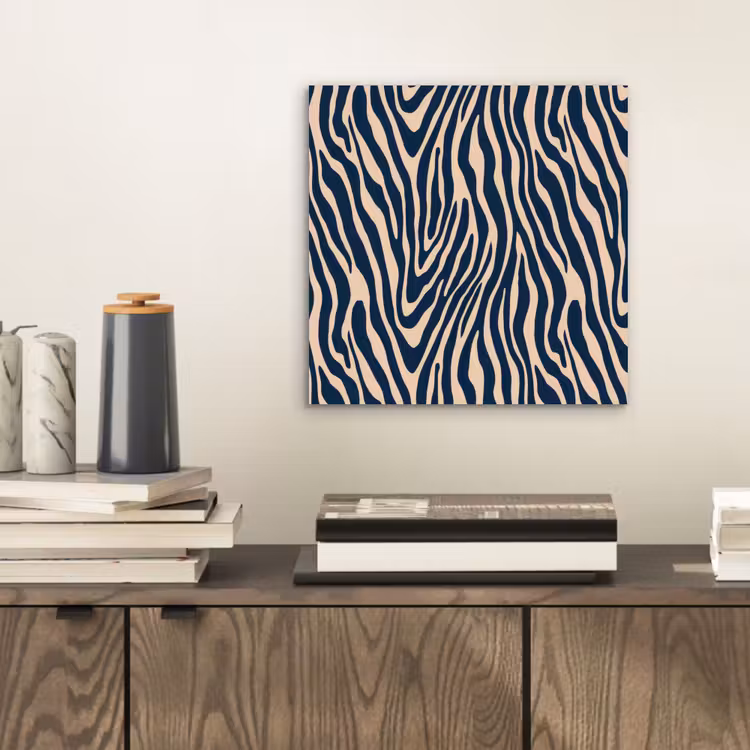 Aluminium schilderij - Zebra - Patroon - Blauw - Beige — 2