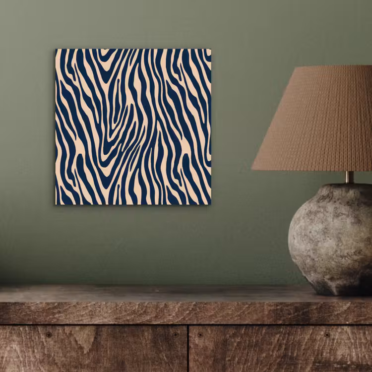 Aluminium schilderij - Zebra - Patroon - Blauw - Beige — 3