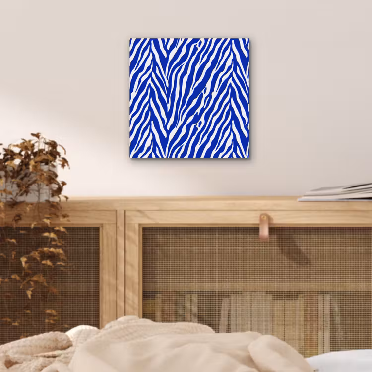 Aluminium schilderij - Zebra - Patroon - Kobalt - Blauw — 4