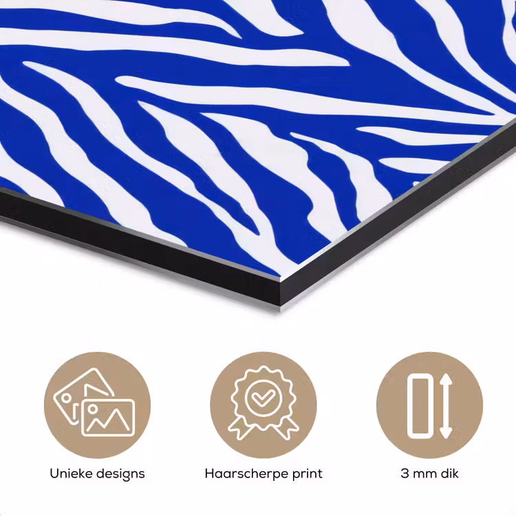 Aluminium schilderij - Zebra - Patroon - Kobalt - Blauw — 7