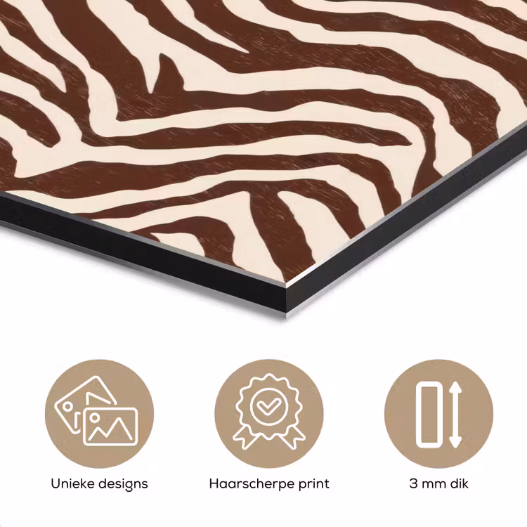 Aluminium schilderij - Zebra - Patroon - Zwart - Wit — 7