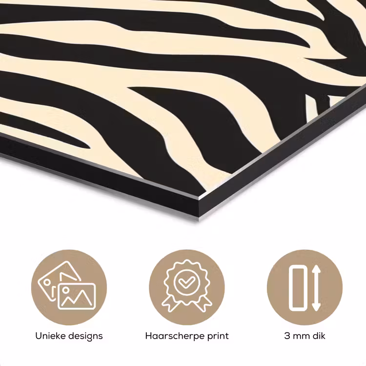 Aluminium schilderij - Zebra - Print - Klassiek - Zwart — 7