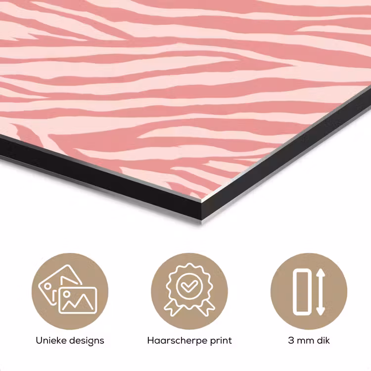 Aluminium schilderij - Zebra - Print - Roze — 7