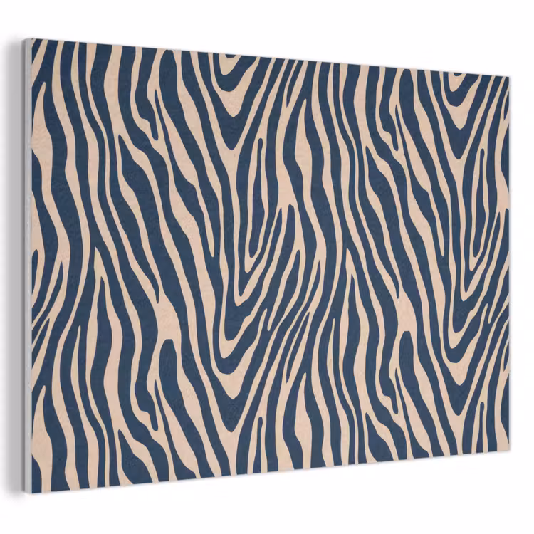 Akoestisch schilderij - Zebra - Patroon - Blauw - Beige — 1
