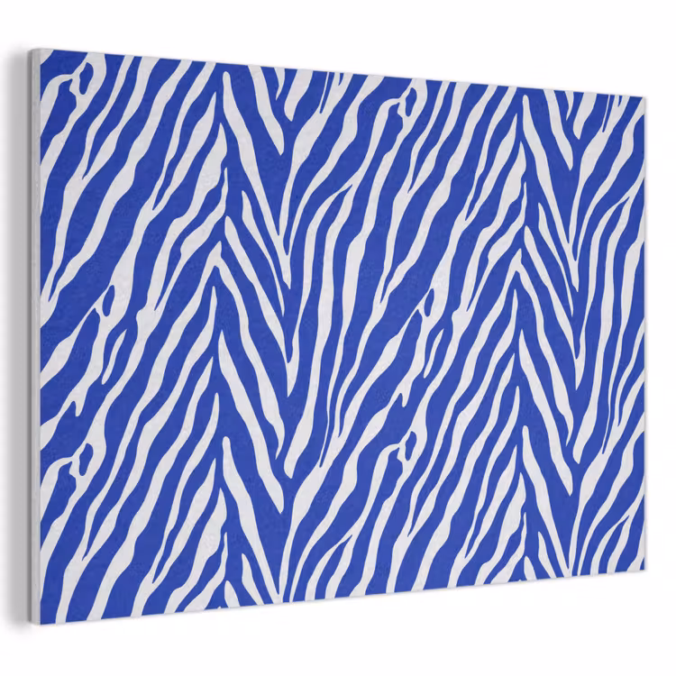 Akoestisch schilderij - Zebra - Patroon - Kobalt - Blauw — 1