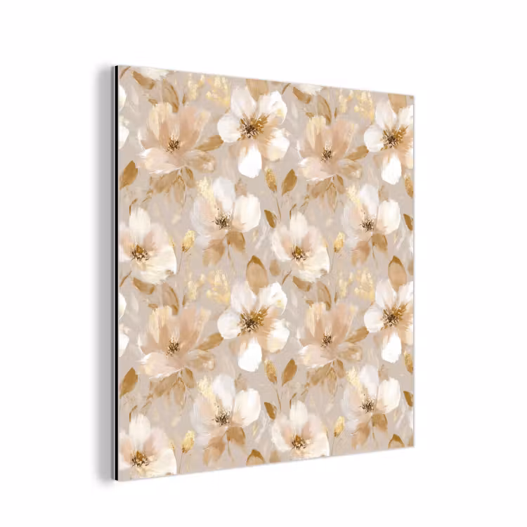Aluminium schilderij - Bloemen - artistiek - Goud — 1
