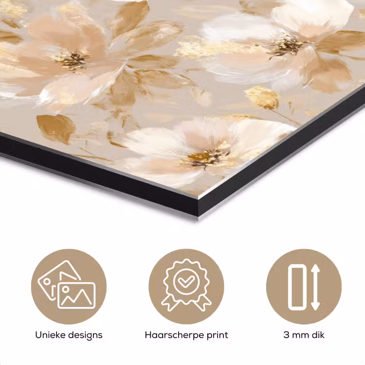 Aluminium schilderij - Bloemen - artistiek - Goud — 7