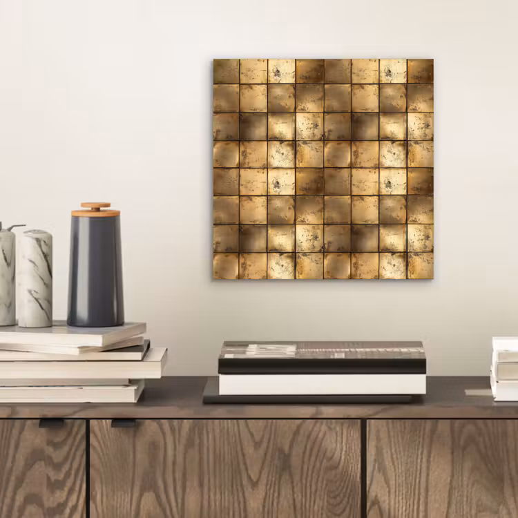 Aluminium schilderij - Geometrisch - Tegels - Goud — 2