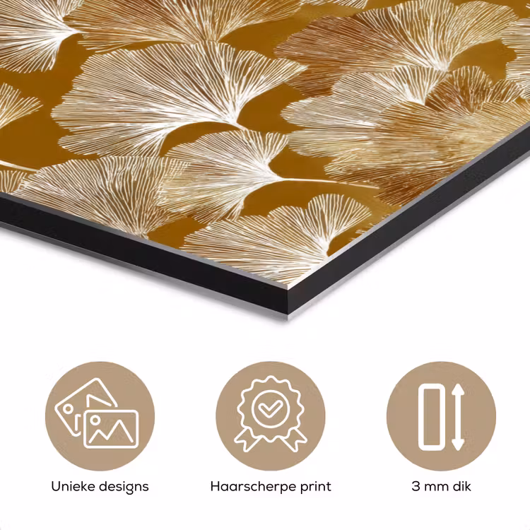 Aluminium schilderij - Ginkgo - Bladeren - Goud — 7