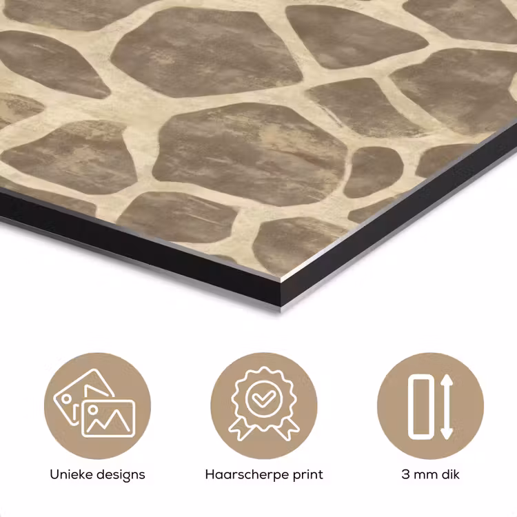 Aluminium schilderij - Giraf - Patroon - Beige - Bruin — 7