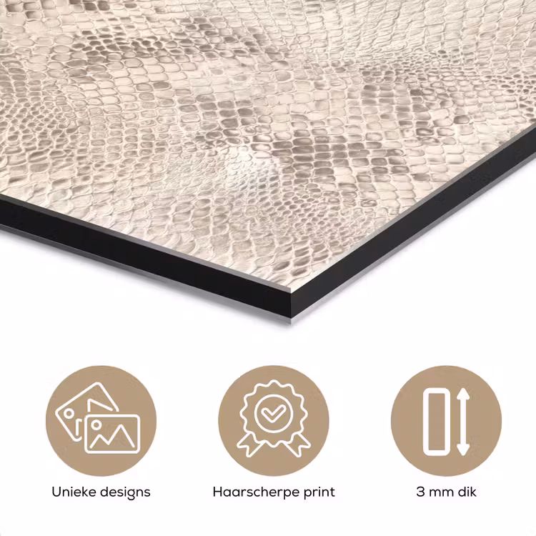 Aluminium schilderij - Slang - Patroon - Beige — 7