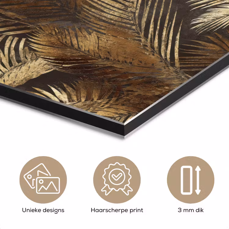 Aluminium schilderij - Tropisch - Bladeren - Goud — 7