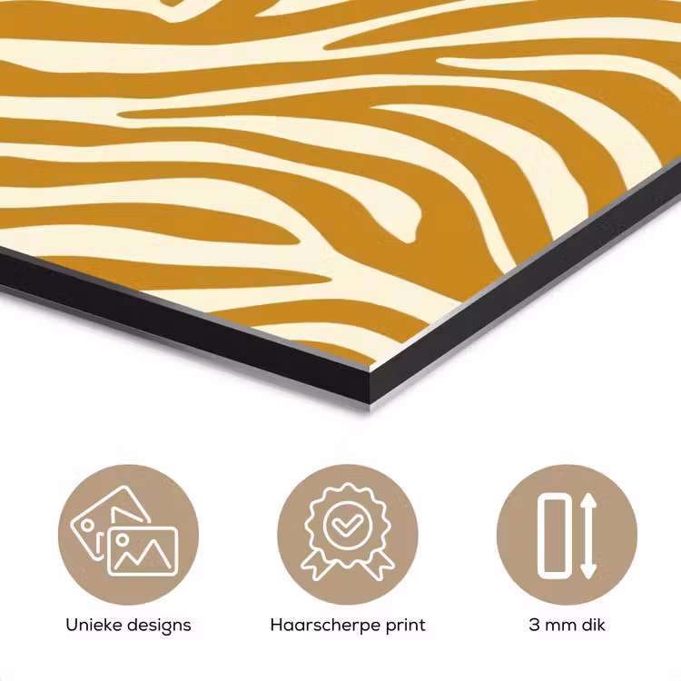 Aluminium schilderij - Zebra - Klassiek - Oker - Geel — 7