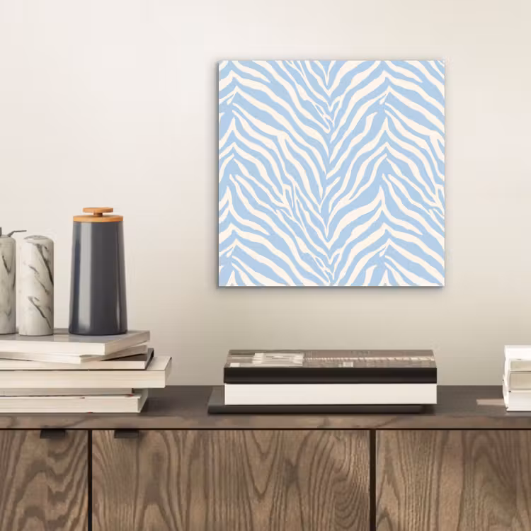 Aluminium schilderij - Zebra - Motief - Blauw - Wit — 2