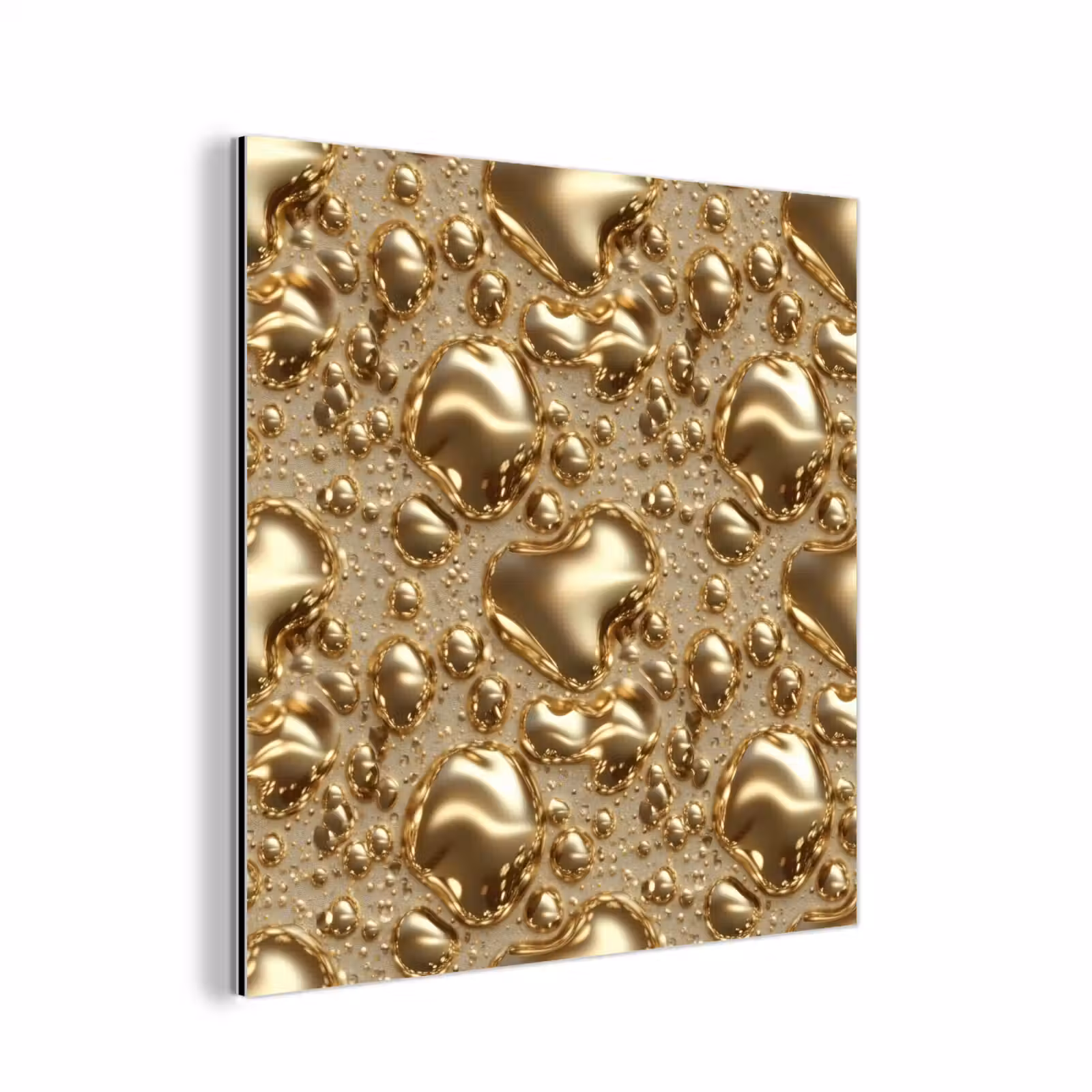Aluminium schilderij - Druppels - Organisch - Goud — 1