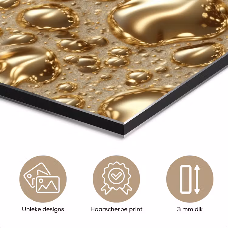 Aluminium schilderij - Druppels - Organisch - Goud — 7