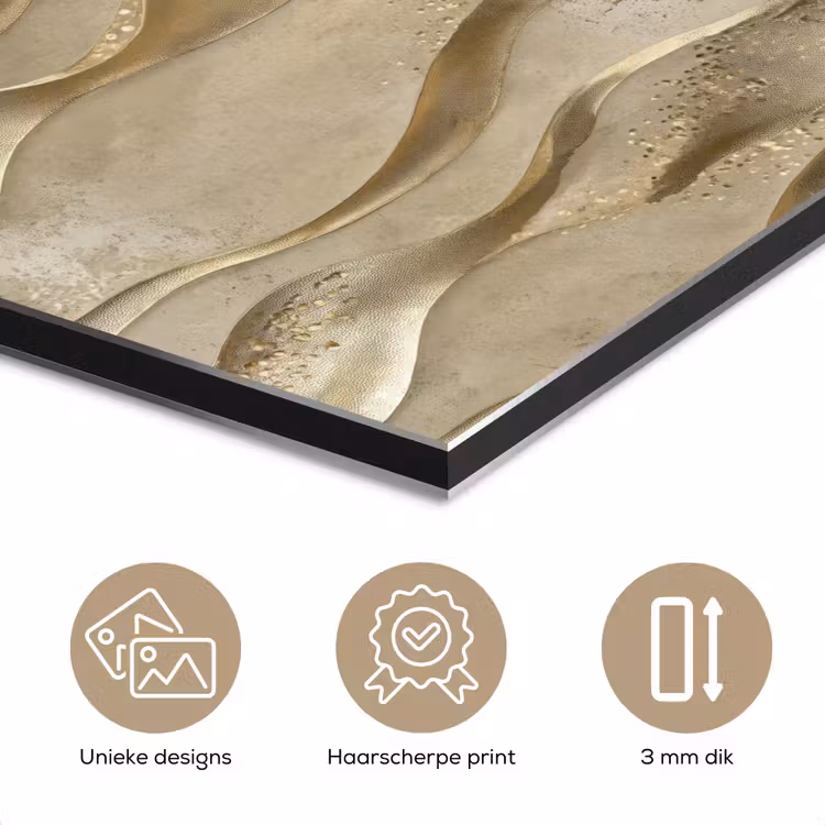 Aluminium schilderij - Golven - Patroon - Goud — 7