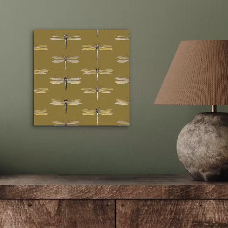 Aluminium schilderij - Libellen - Patroon - Groen — 3