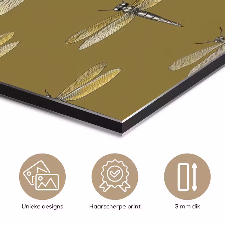 Aluminium schilderij - Libellen - Patroon - Groen — 7