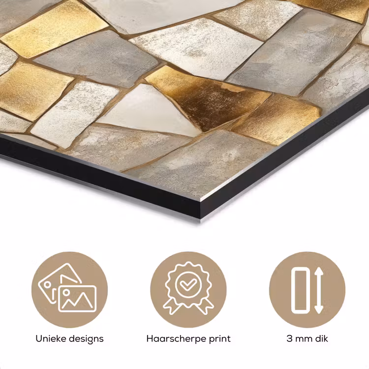 Aluminium schilderij - Mozaïek - Marmer - Goud — 7