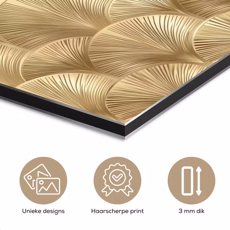 Aluminium schilderij - Patroon - Waaier - Goud — 7