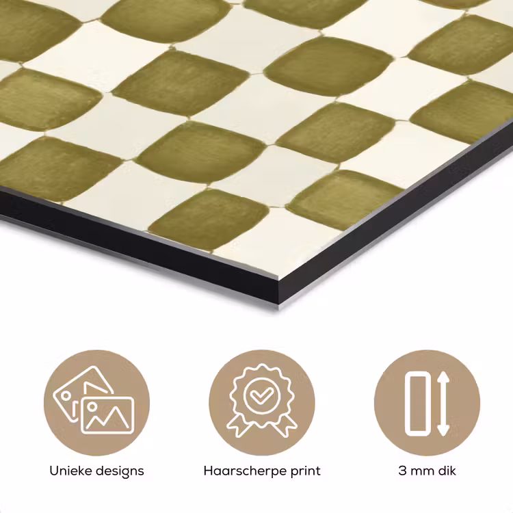 Aluminium schilderij - Schaak - Patroon - Groen — 7