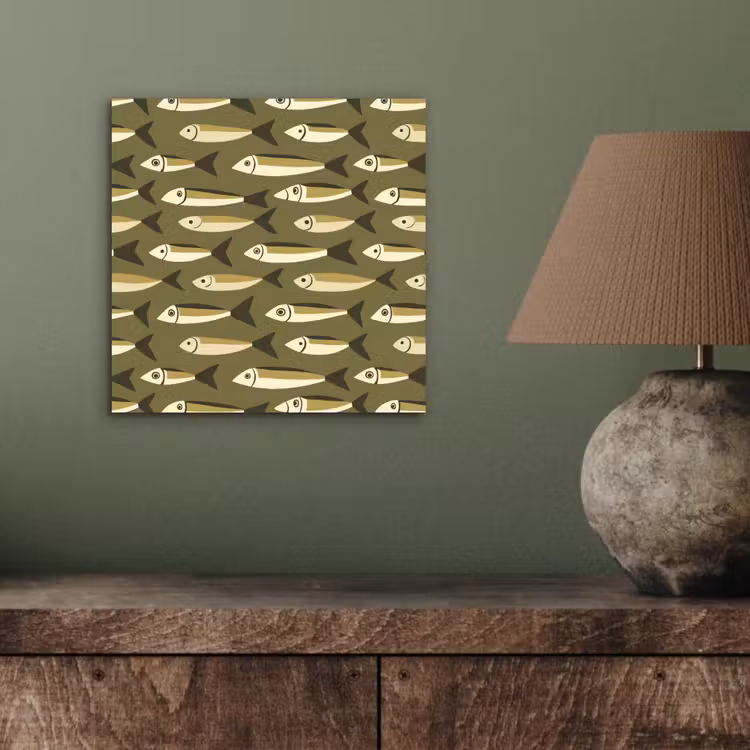 Aluminium schilderij - Vis - Patroon - Groen — 3
