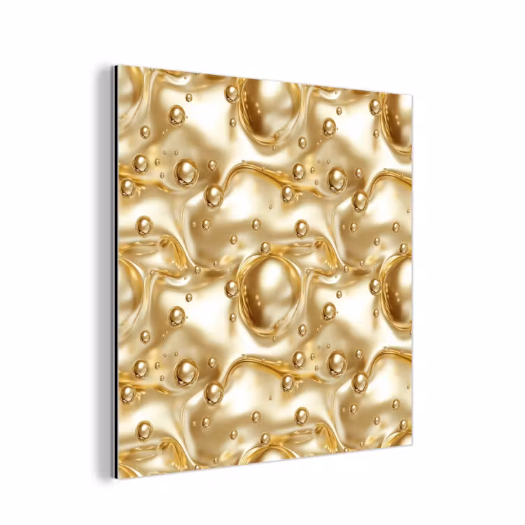 Aluminium schilderij - Vloeibaar - Druppels - Goud — 1