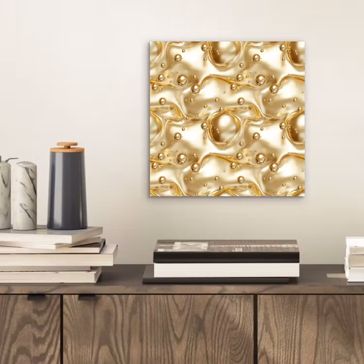 Aluminium schilderij - Vloeibaar - Druppels - Goud — 2