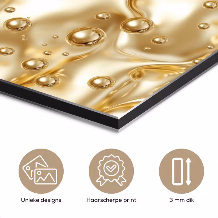 Aluminium schilderij - Vloeibaar - Druppels - Goud — 7
