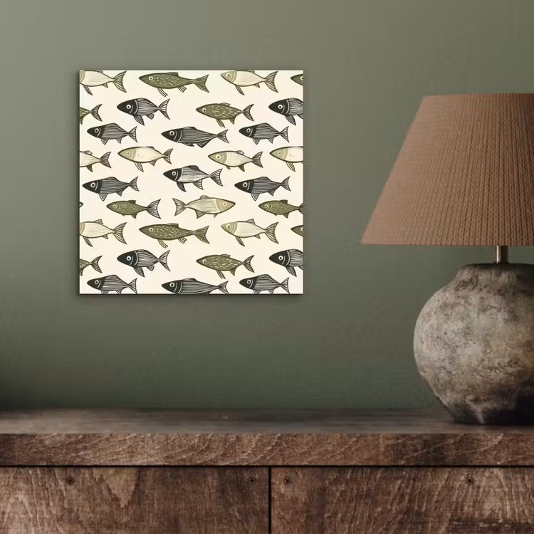 Aluminium schilderij - Vissen - Klassiek - Groen — 3