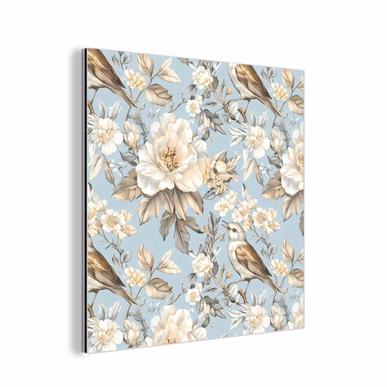Aluminium schilderij - Botanisch - Zangvogel - Blauw — 1