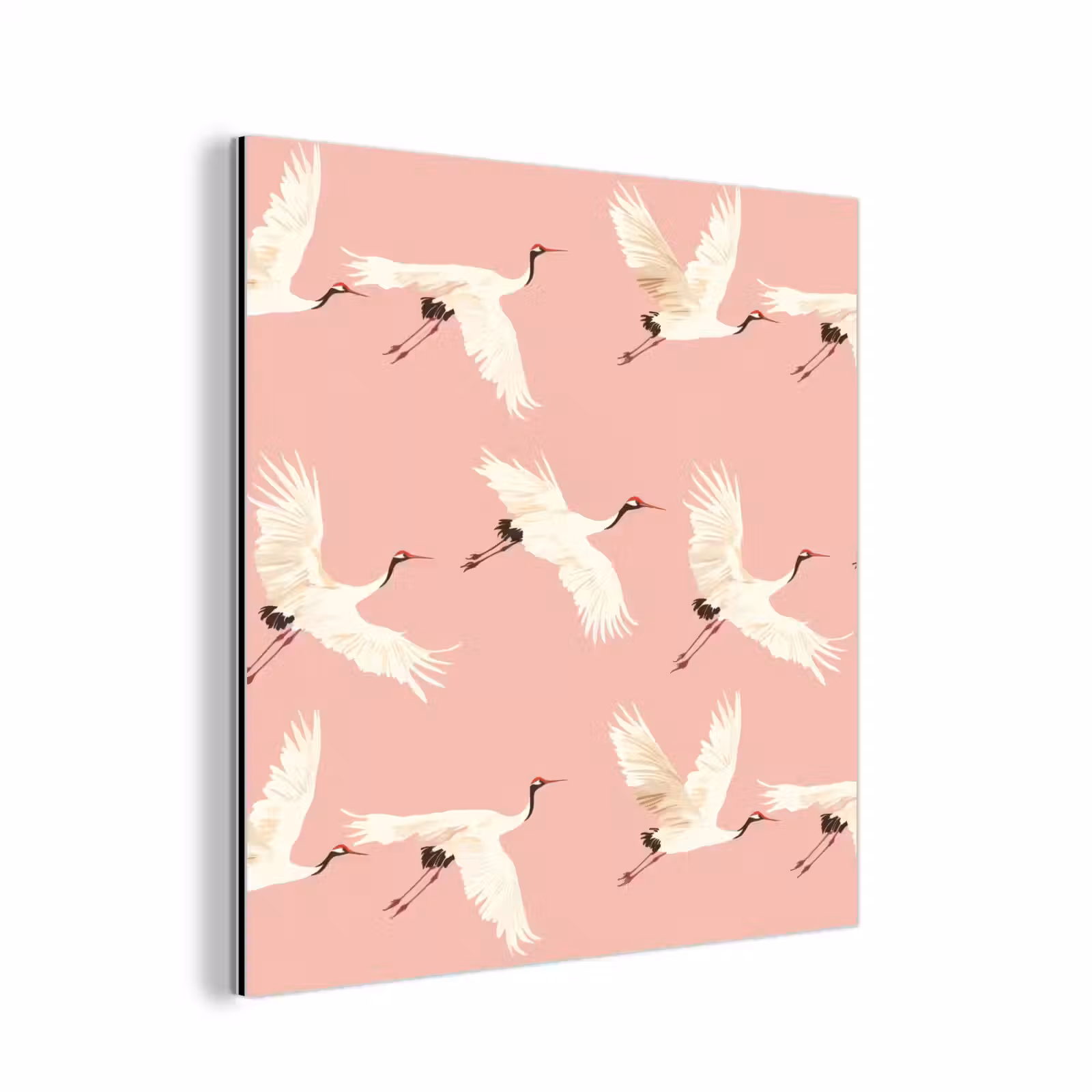 Aluminium schilderij - Modern - Kraanvogels - Roze — 1