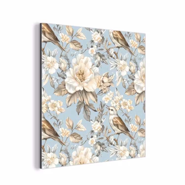 Aluminium schilderij - Botanisch - Zangvogel - Blauw — 1