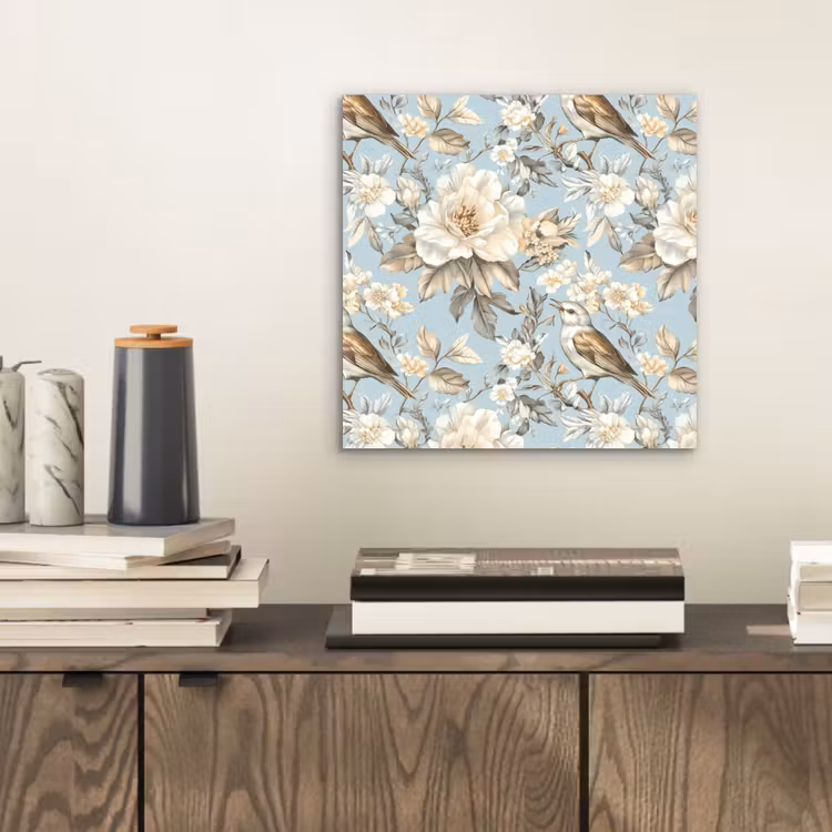 Aluminium schilderij - Botanisch - Zangvogel - Blauw — 2