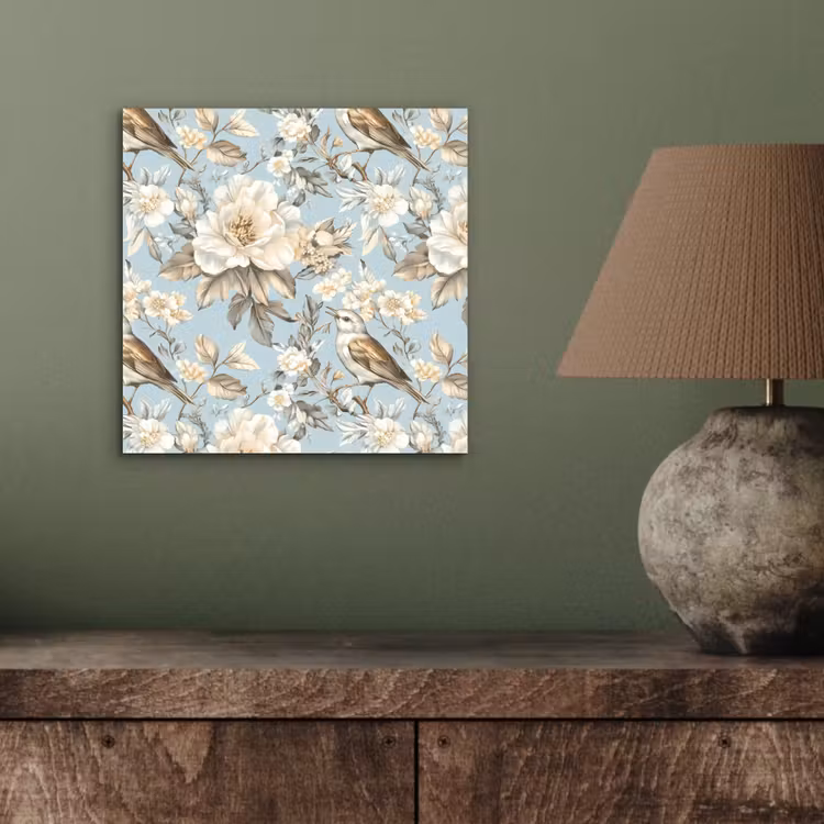 Aluminium schilderij - Botanisch - Zangvogel - Blauw — 3