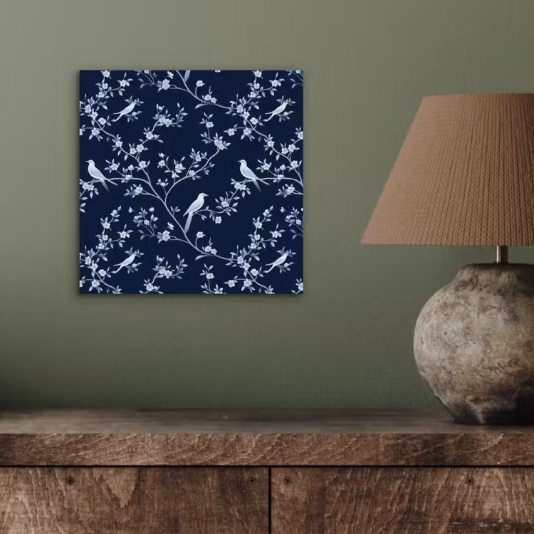 Aluminium schilderij - Grafisch - Bloesemtak - Blauw — 3