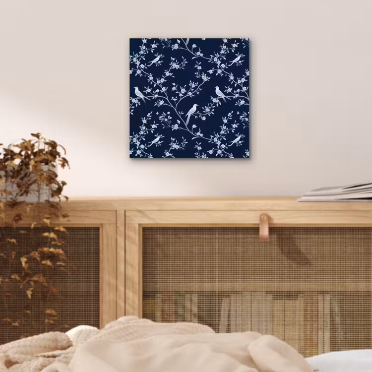 Aluminium schilderij - Grafisch - Bloesemtak - Blauw — 4