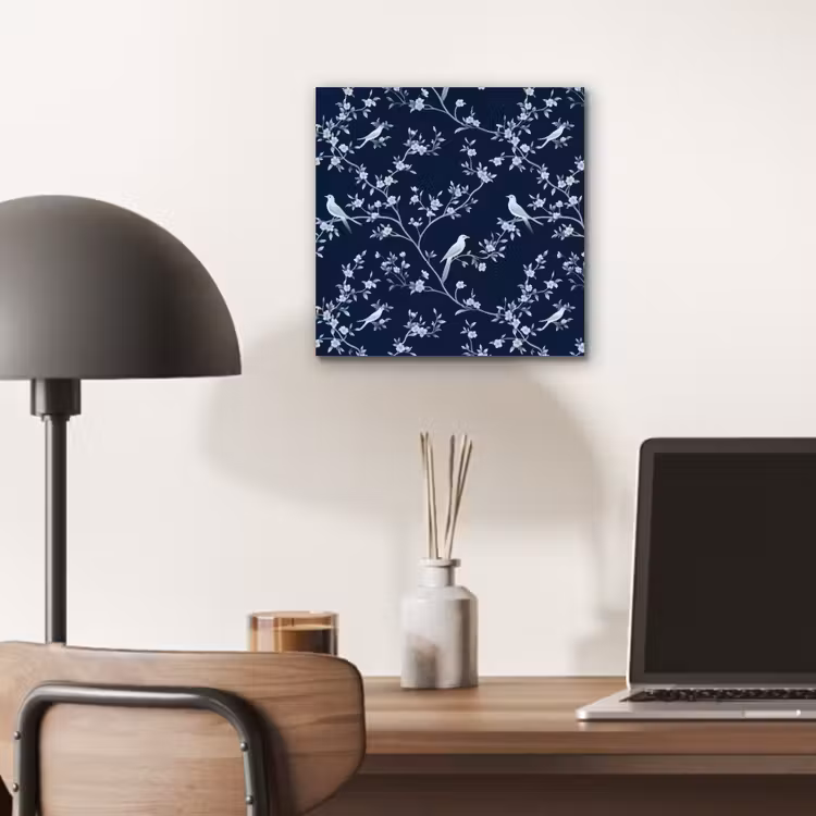 Aluminium schilderij - Grafisch - Bloesemtak - Blauw — 6