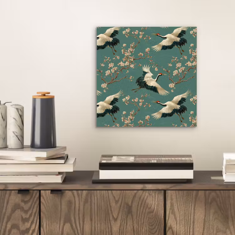 Aluminium schilderij - Kersenbloesem - Kraamvogels - Groen — 2