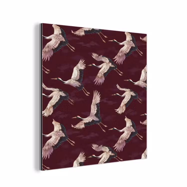 Aluminium schilderij - Kraanvogels - Klassiek - Bordeaux — 1