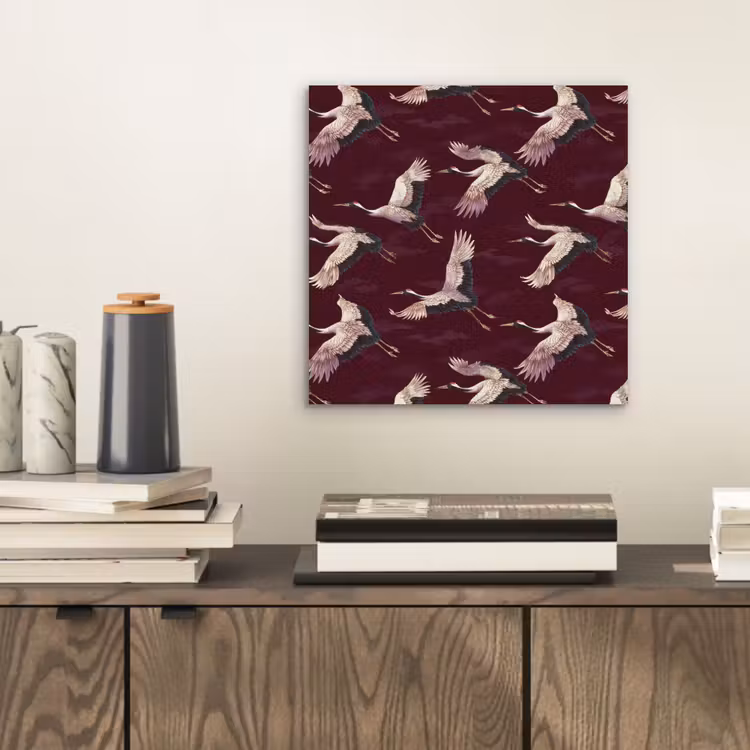 Aluminium schilderij - Kraanvogels - Klassiek - Bordeaux — 2