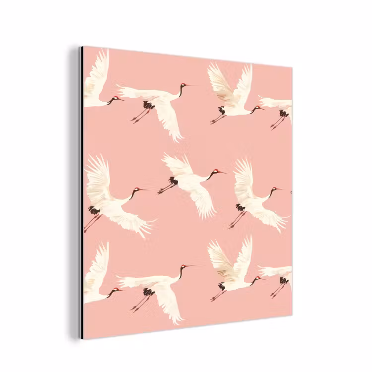 Aluminium schilderij - Modern - Kraanvogels - Roze — 1