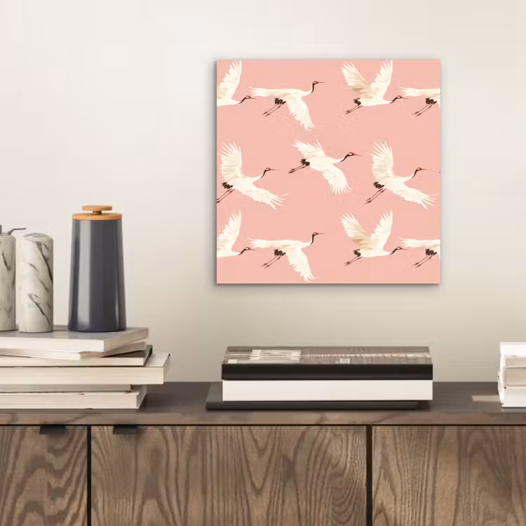 Aluminium schilderij - Modern - Kraanvogels - Roze — 2