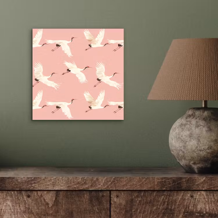 Aluminium schilderij - Modern - Kraanvogels - Roze — 3