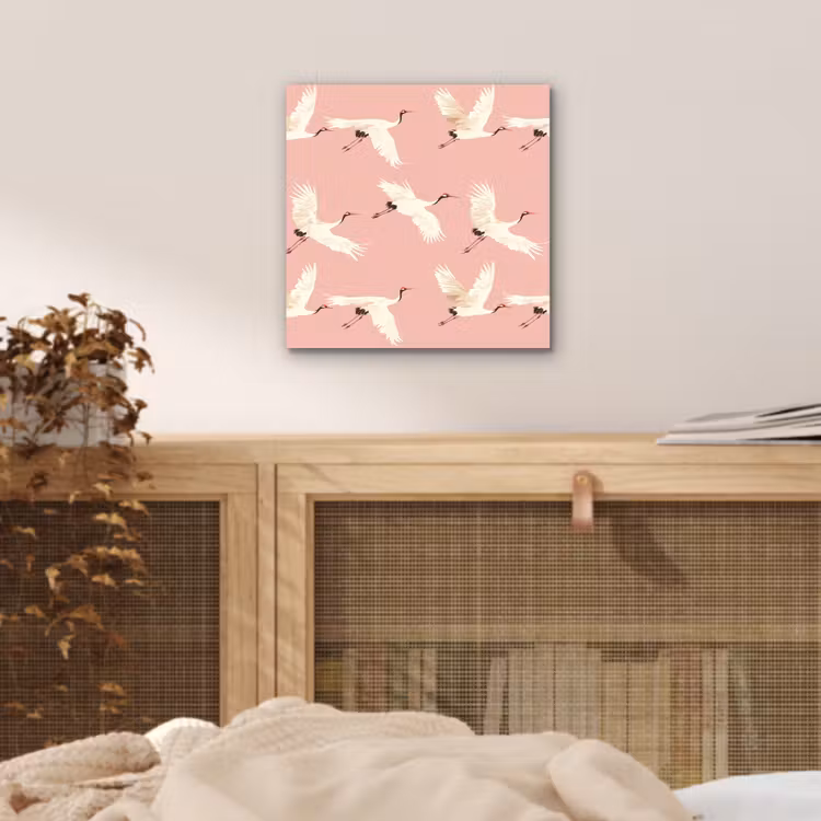 Aluminium schilderij - Modern - Kraanvogels - Roze — 4
