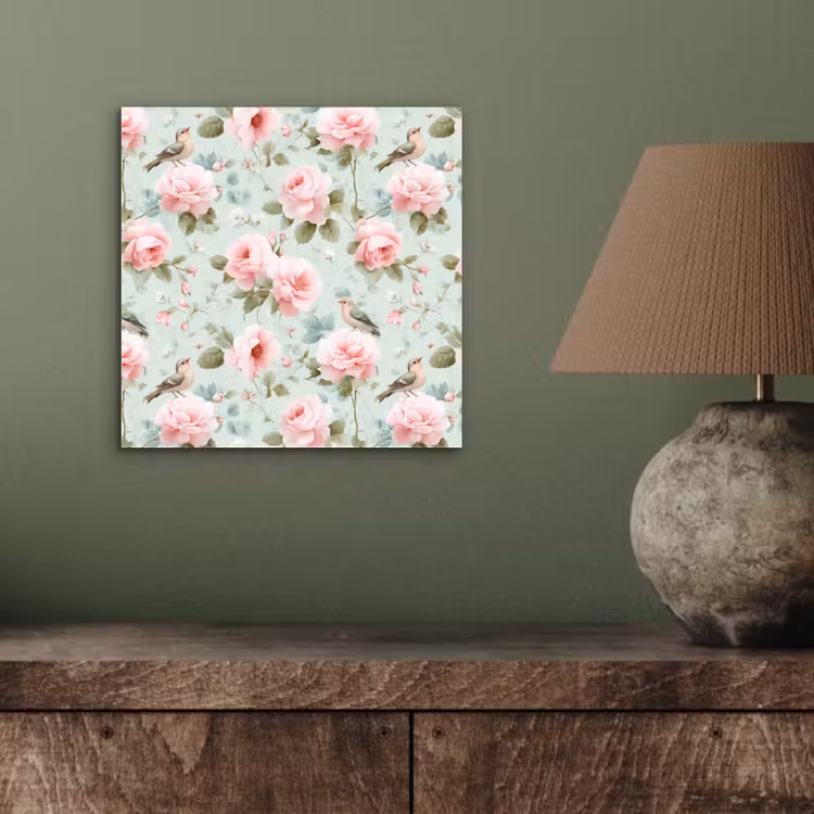 Aluminium schilderij - Rozen - Vogels - Pastel - Kleurrijk — 3