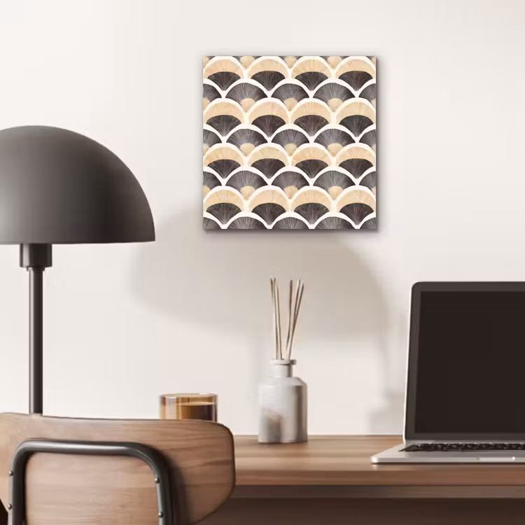 Aluminium schilderij - Waaier - Patroon - Zwart - Beige — 6